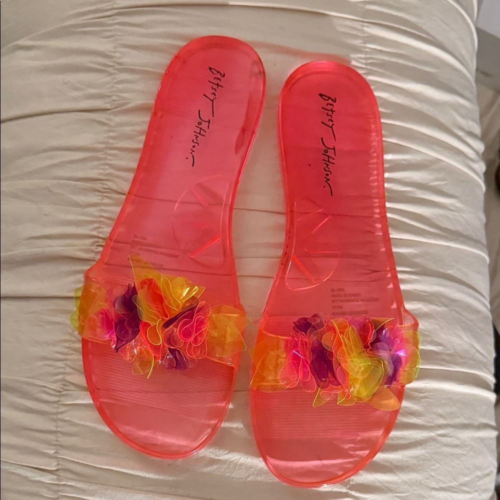 Betsey Johnson Vibrant Jelly Sandals with Colorful Ruffles